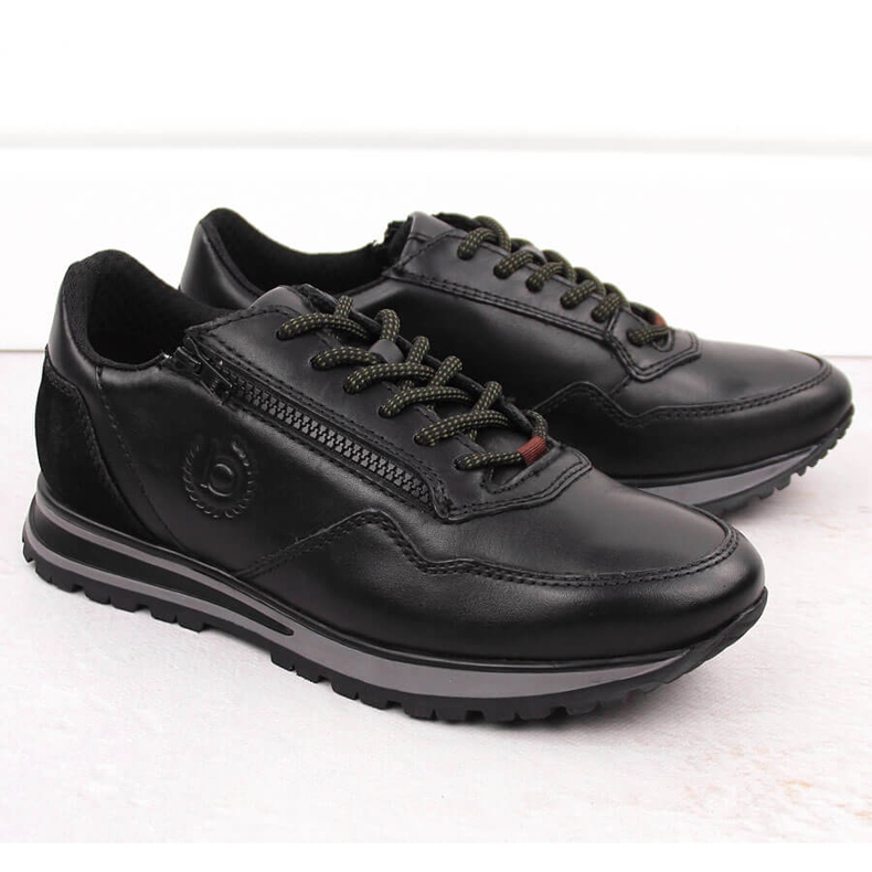 Bekväma svarta läderskor för män Bugatti OO153301 1