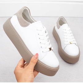 Vita Filippo DP6119 sportskor i läder för kvinnor på plattformen 2