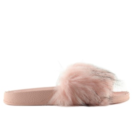 Rosa tofflor med päls zy383-007-1 rosa 1