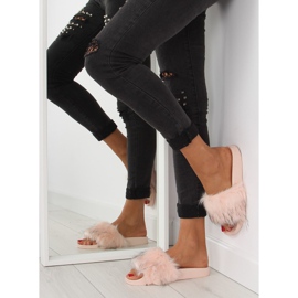 Rosa tofflor med päls zy383-007-1 rosa 2