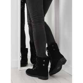 Svarta arbetsstövlar med snörning 8901 Svart 2