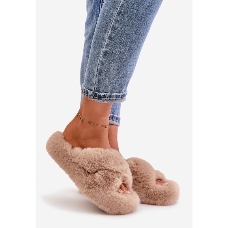 Pälstofflor dam med tjock sula, Beige Lavitera 1