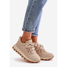 Sportskor Sneakers på plattform gjorda av ekologiskt läder, Beige Riadella 1