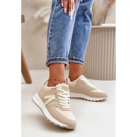 Sneakers för kvinnor, Sportskor, Fodrade med fårskinn, Beige Ciamara 2