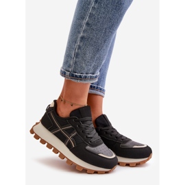 Sportssneakers med snörning för kvinnor på plattformen Svarta Mialunae 1