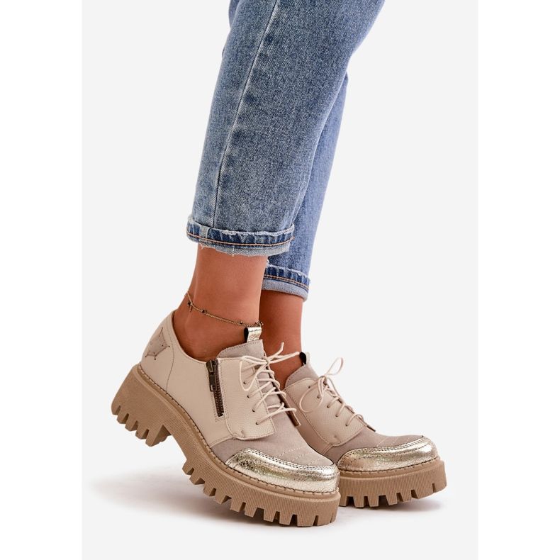 Damskor gjorda av naturläder Beige Maciejka 06177-04 1