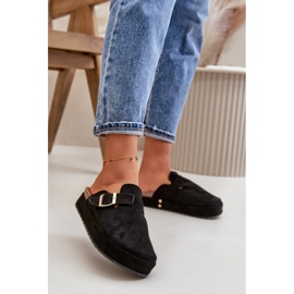 Platformträskor för kvinnor med guldspänne, svart terilaina 2