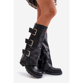 Isolerade stövlar med uppvikt ovandel och spännen, Black Cialetta svart 1