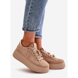 Beige Sneakers för kvinnor med Teddy Bear Vailina 1