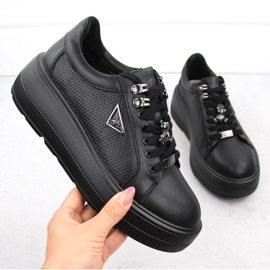 Svarta damskor i läder på plattformen Filippo DP6382 1