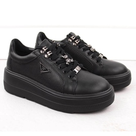 Svarta damskor i läder på plattformen Filippo DP6382 2