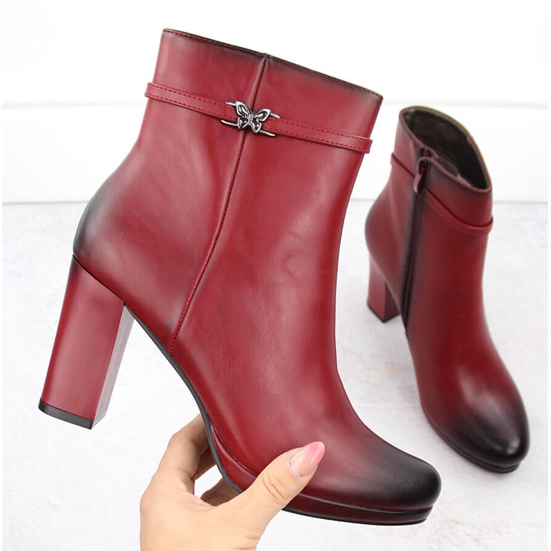 M. DASZYŃSKI Röda isolerade stövlar för kvinnor M.Daszyński AF125-22 1