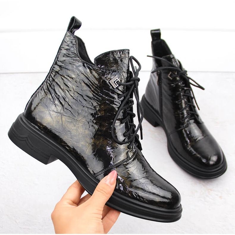 Ankelboots i lack D&amp;A S.Barski Premium Collection LZ42-042 svart 1