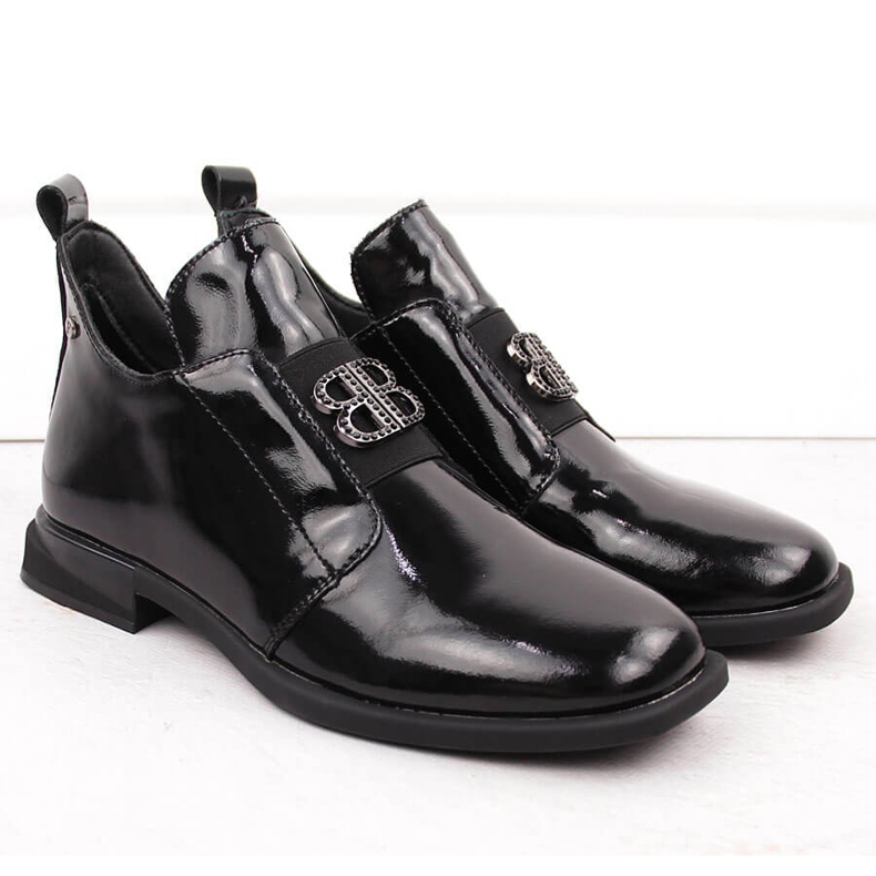 Damkängor i lack med dekoration, svart Filippo DBT4763 2