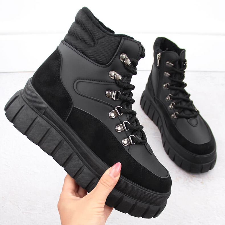 Svarta damstövlar med tjock plattform News 7928 1