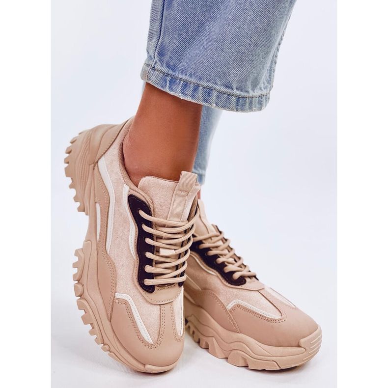 Lammes Khaki damsneakers beige 2