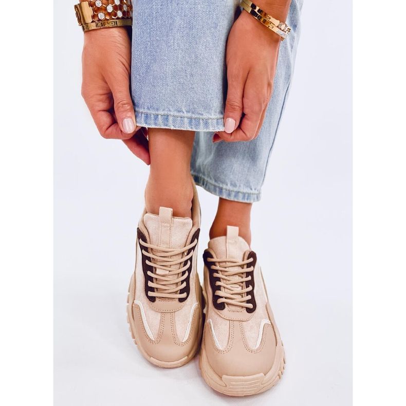 Lammes Khaki damsneakers beige 1