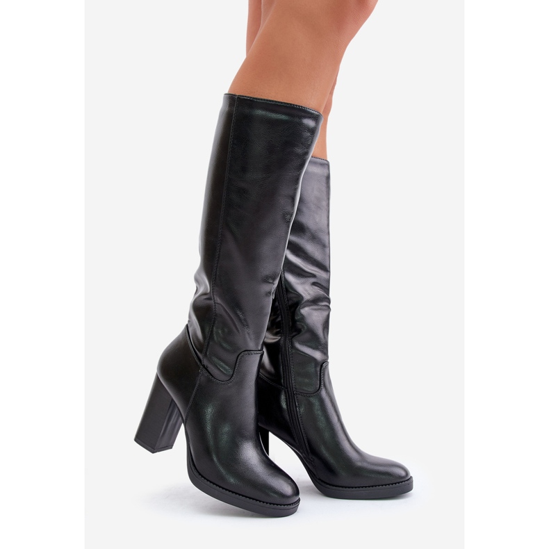 Högklackade stövlar i Eco-läder, svarta Riamaya 1