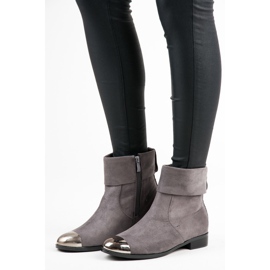 Ideal Shoes Mocka stövlar med dragkedja grå 1