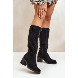 Knähöga stövlar för kvinnor, svarta Erisorae 2