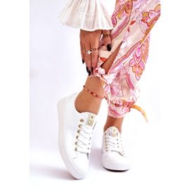 News Klassiska sneakers för kvinnor, vit och guld Ecoma 1