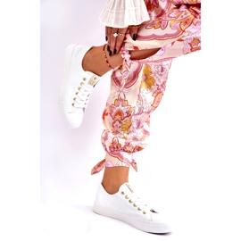 News Klassiska sneakers för kvinnor, vit och guld Ecoma 2