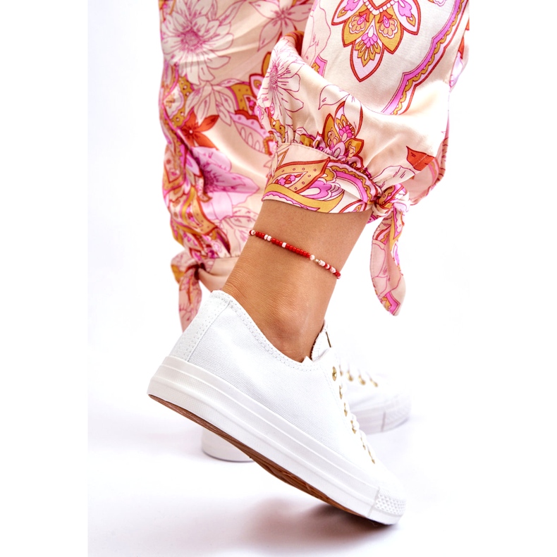 News Klassiska sneakers för kvinnor, vit och guld Ecoma 3