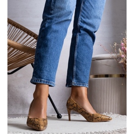 Kamelpumpar i Nickle ormskinnsmönster brun 1