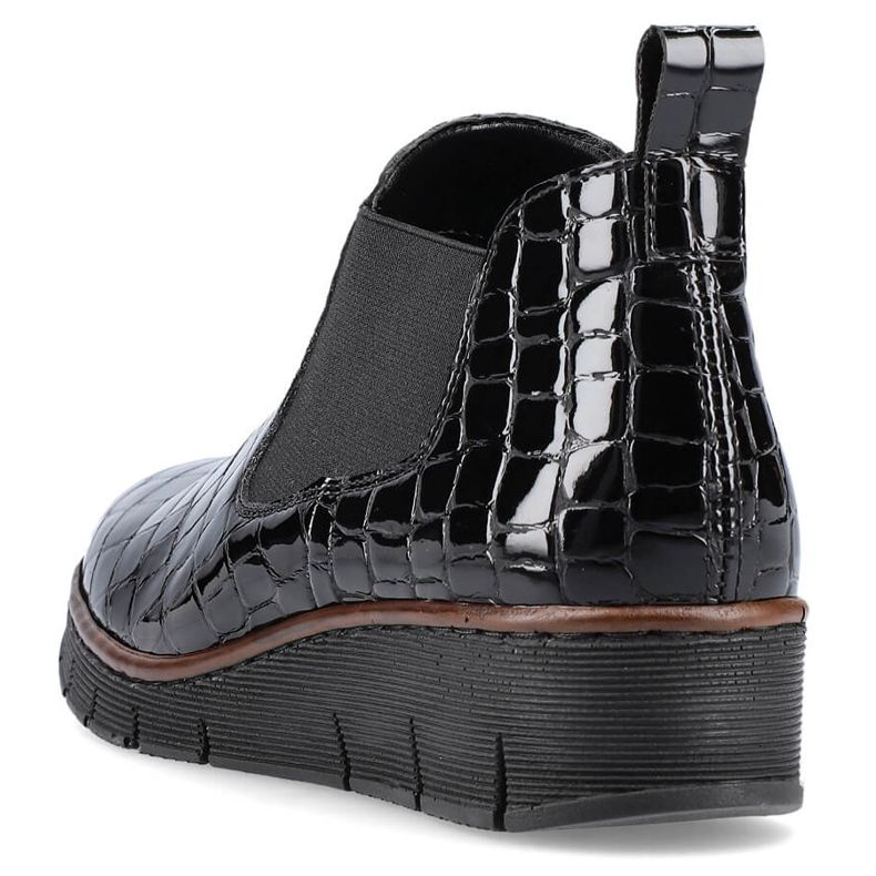 Lack svarta ormläderstövlar Rieker 53794-01 1