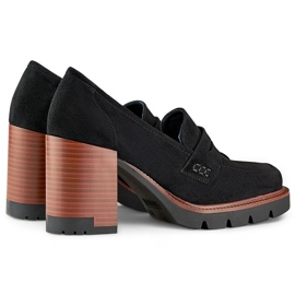 Svarta högklackade loafers för kvinnor 1