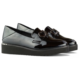 Damlackskor med låg kil, eleganta skor svart 1