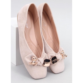 Cranny Beige ballerinaskor i gyllene nalle 1