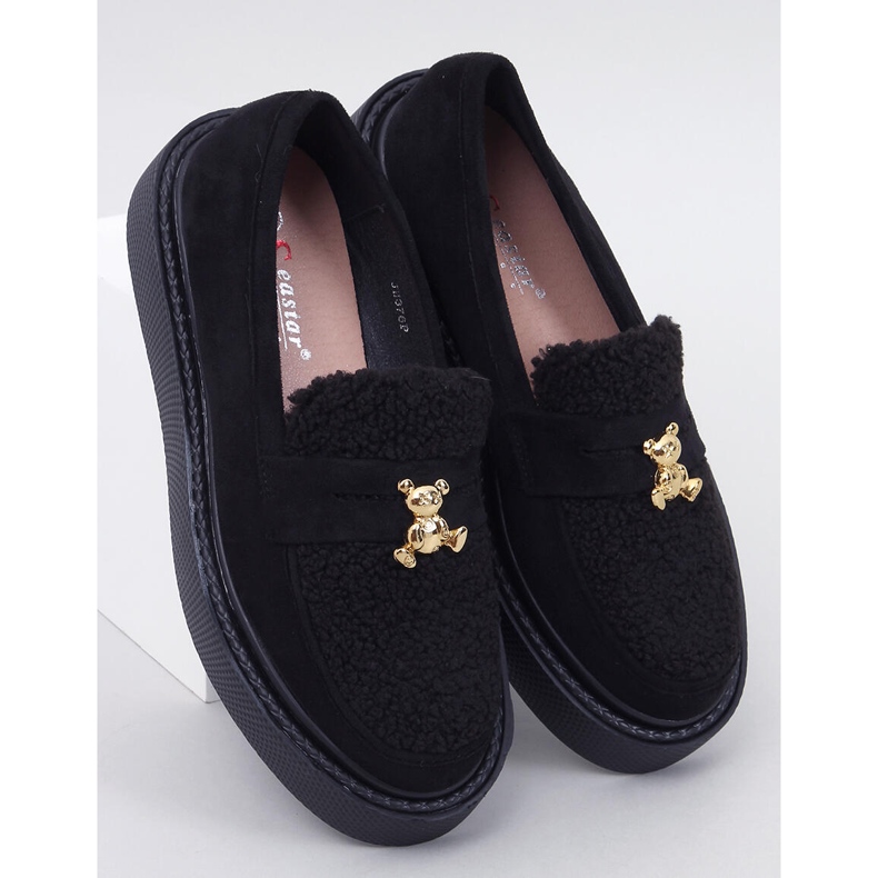 Anisha Black plattform loafers med shearling svart 1