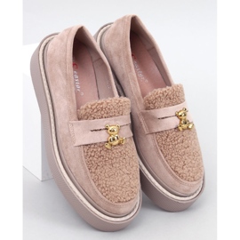 Anisha Khaki plattform loafers med shearling beige 1