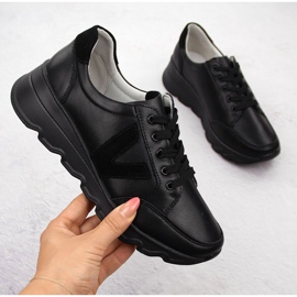 Sneakers i svart läder Vinceza 7918 för kvinnor 1