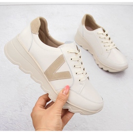 Beige damsneakers i läder Vinceza 7918 1