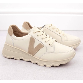 Beige damsneakers i läder Vinceza 7918 2