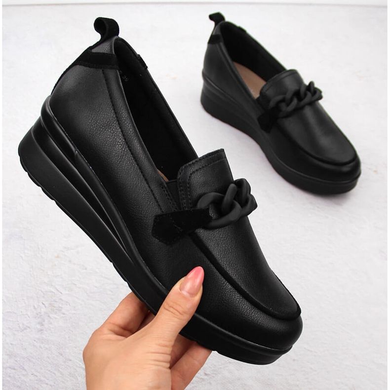 Skinnskor för kvinnor med kedja, svart Sergio Leone PB231-S 1