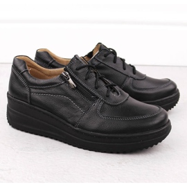 Bekväma svarta läderskor för kvinnor Helios 419 2