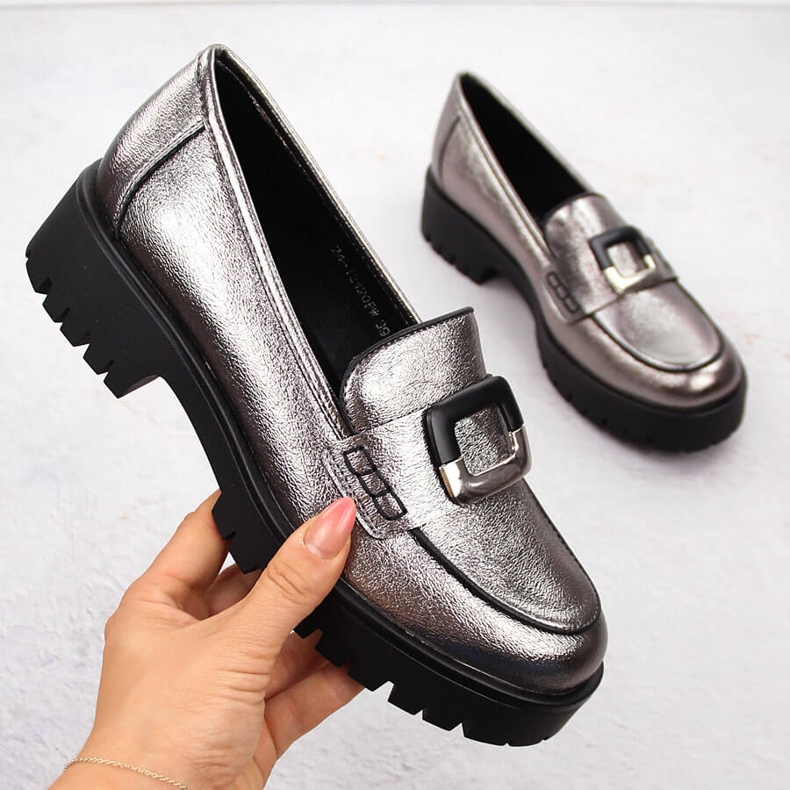 Dam loafers med silvermetallic dekoration Potocki 12420 silver- 1