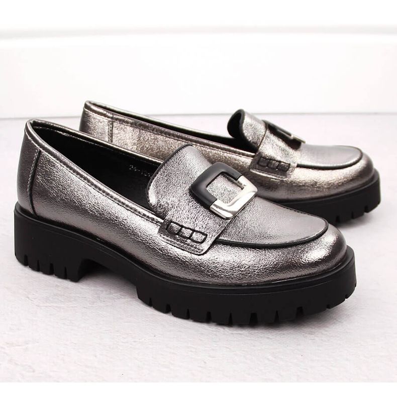 Dam loafers med silvermetallic dekoration Potocki 12420 silver- 2