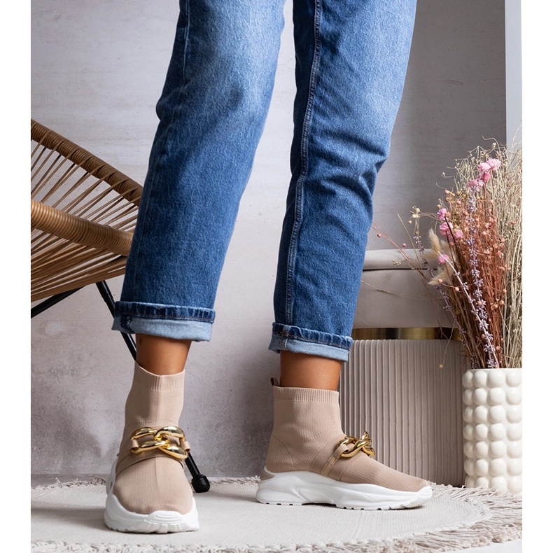 Bruna sneakers med Taryn-kedja beige 1