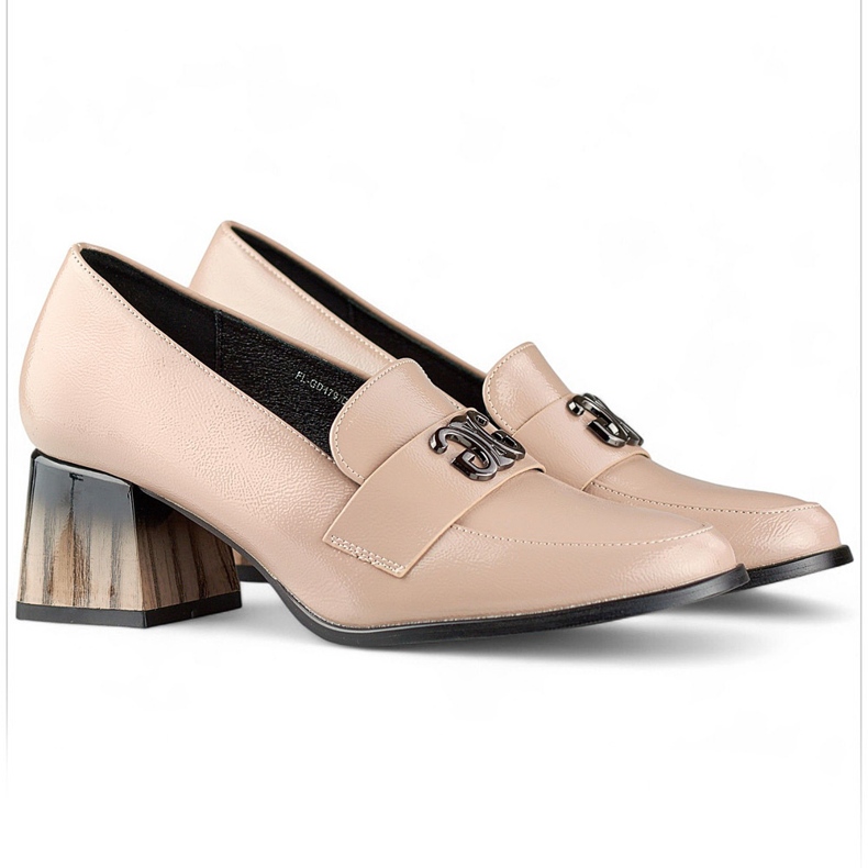 Beige lack för kvinnor högklackade pumps, damskor 1