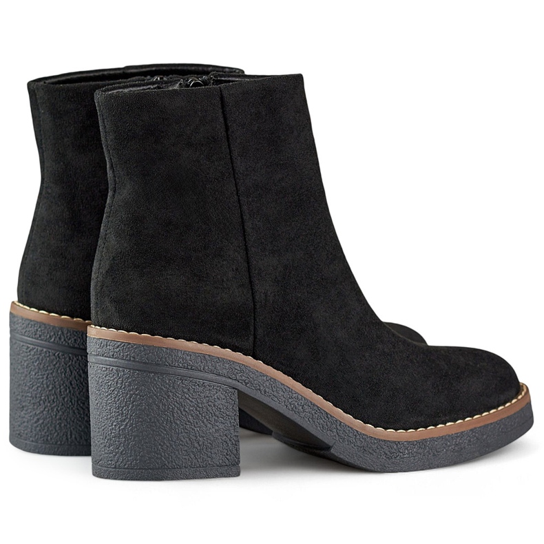 Svarta klassiska högklackade ankelstövlar för kvinnor 1