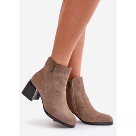 Högklackade ankelstövlar för kvinnor med dragkedja, mörkbeige från Tinamar 1