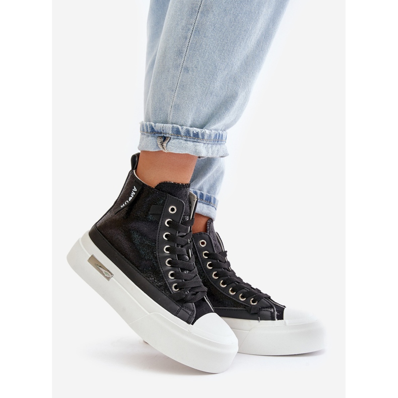 Sneakers med hög plattform för kvinnor Svart Averira 1
