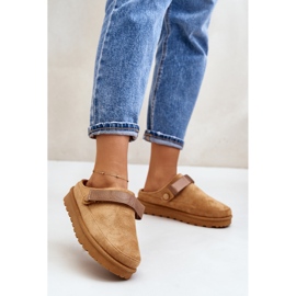 Dampälsfodrade flip-flops på Camel Azida-plattform brun 2