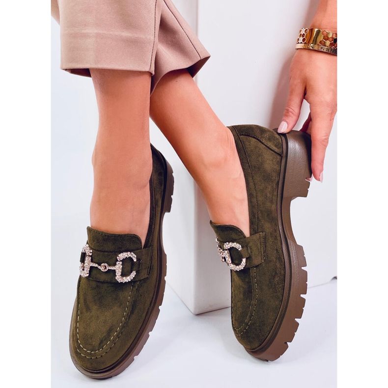 Karins Grön mockasin mockasin med spänne 1