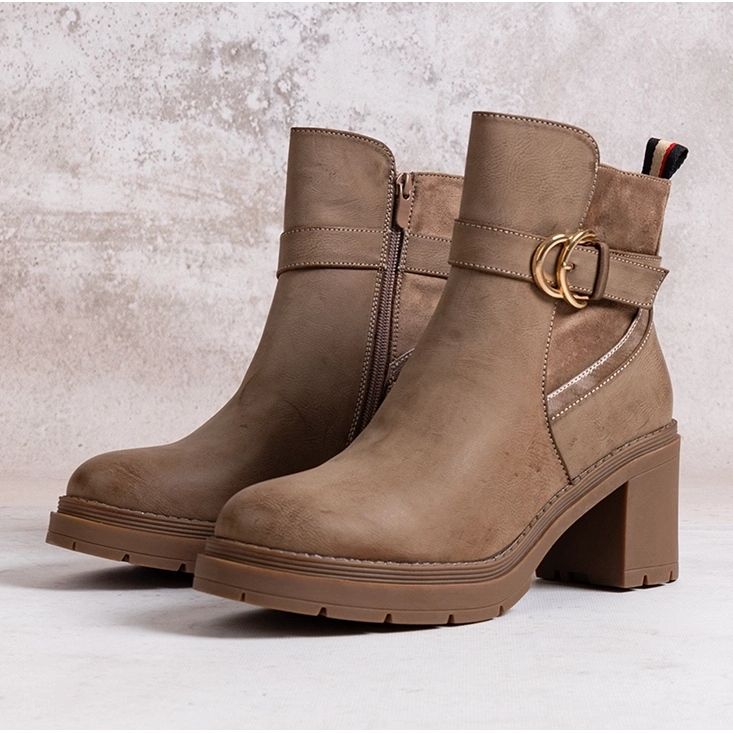 Mörkbeige ankelboots Mirka 1