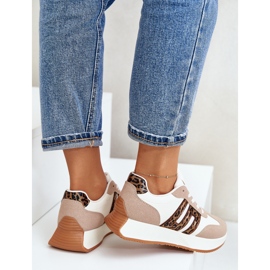Leopardsneakers för kvinnor, sportskor på plattformen, Beige Thari 2